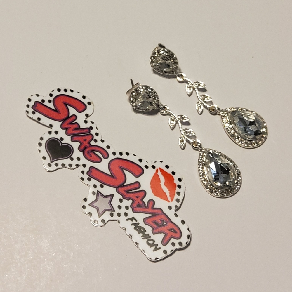 Drop Earrings Flower Crystals